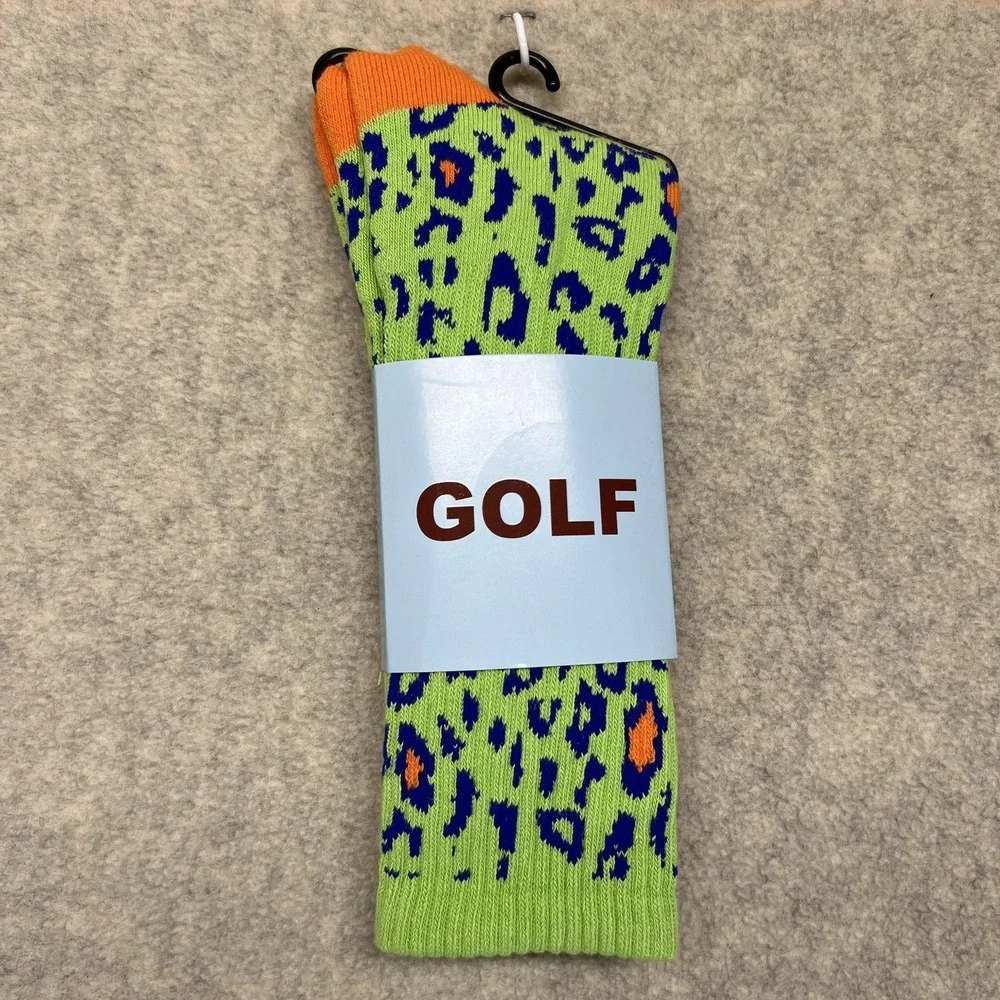 Golf Wang Digi Leopard Crew Socks Green Orange Blue One Size NWT